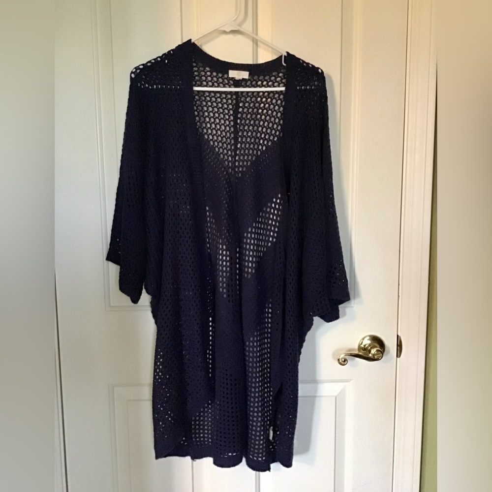 Charming Charlie Longline Open-Knit  Cardigan